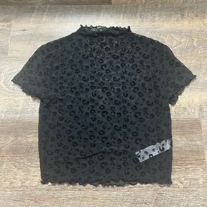 Sheer Black Cheetah Cropped Top
